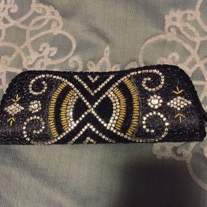 Stone work clutch handbag
